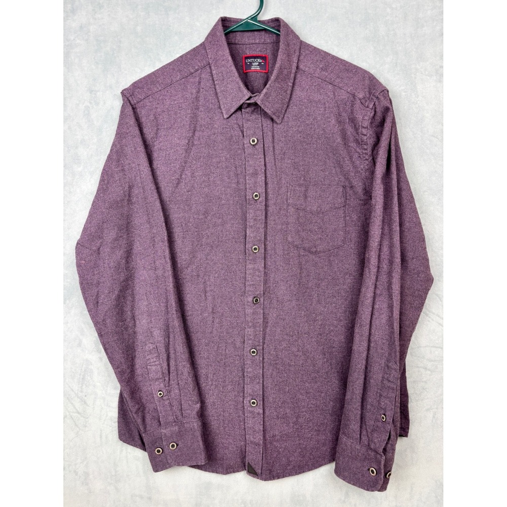 UNTUCKit Sherwood Slim Fit Flannel Shirt Purple Cotton Mens Large 35722